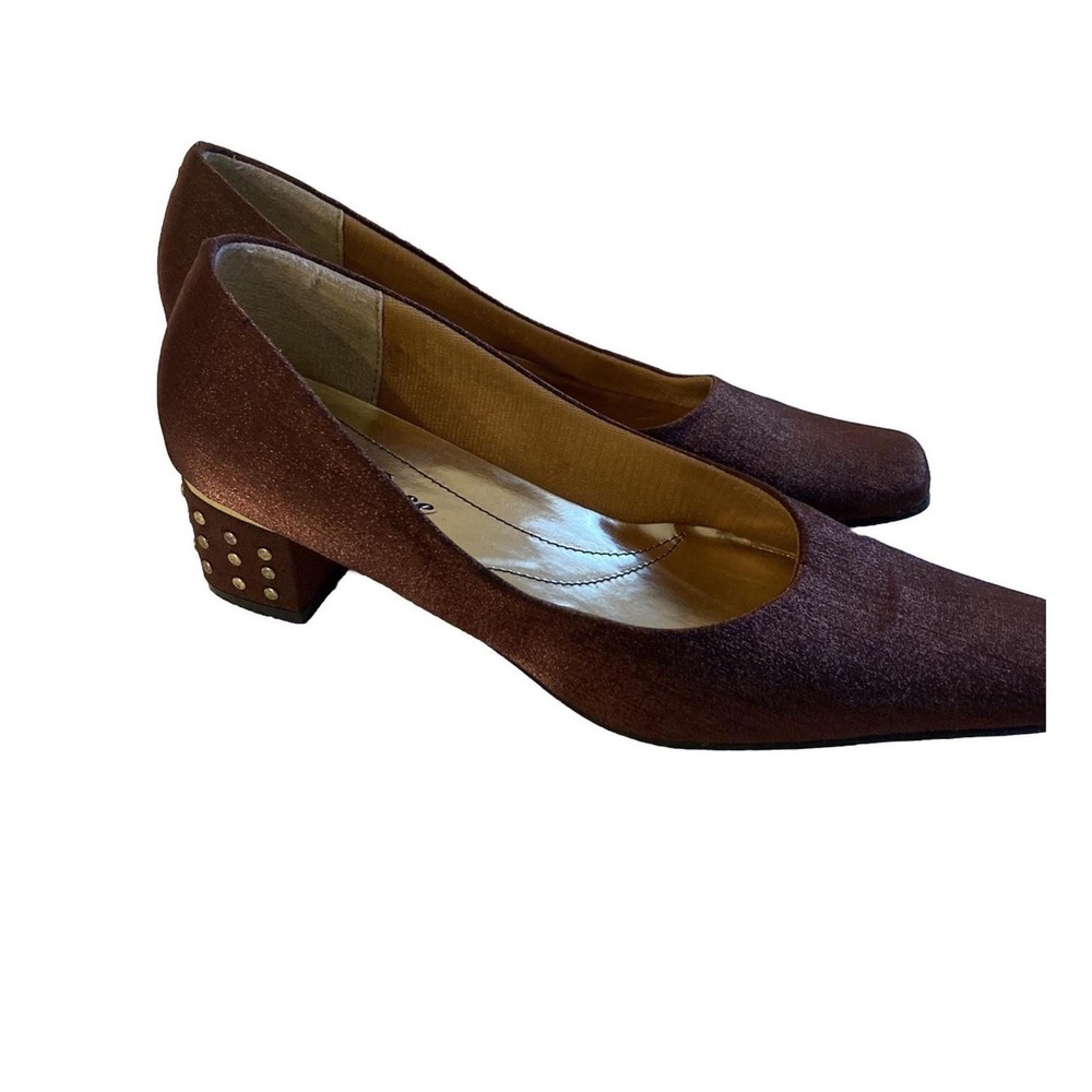 Y2k VTG Wild Rose Shoes Size 8 Copper Brown Color‎ Heel Grannycore
